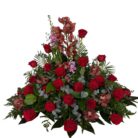 Arreglo Floral Premium de Rosas Rojas y Orquídeas