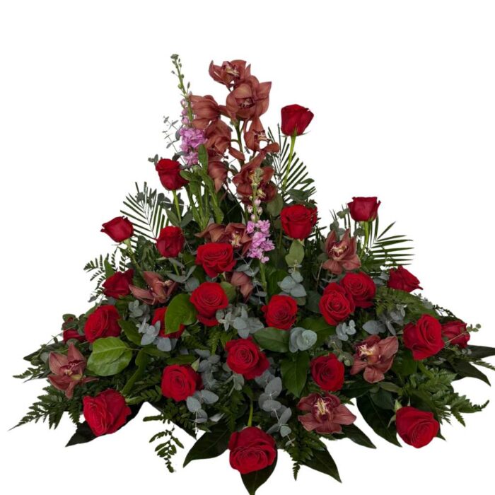 Arreglo Floral Premium de Rosas Rojas y Orquídeas Arreglo Floral Premium de Rosas Rojas y Orquídeas