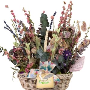 Cesta de Flores Secas y Preservadas Estilo Boho