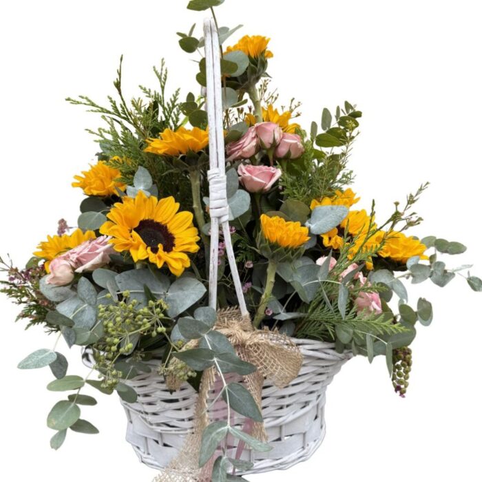 Cesta Floral Premium con Girasoles para Regalo