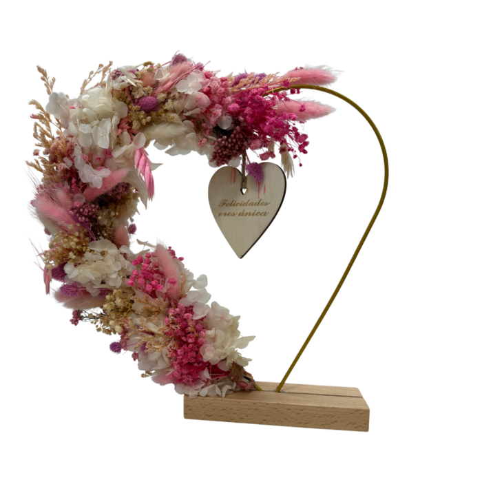Corazón en metal con flor preservada Corazón en metal con flor preservada