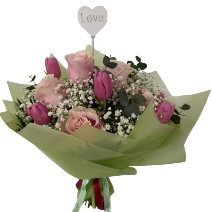 Ramo Romántico de Rosas Rosas y Tulipanes – Edición Love